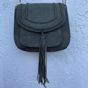 Franco Sarto Womens Faux Leather Satchel Purse Saddle Crossbody Bag Black